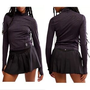 Free People FP Movement Women's Acclimate Printed Turtleneck Black M & L New